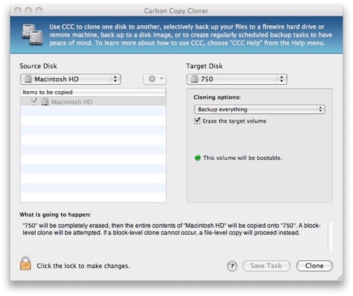 carbon copy cloner f1 spinpoint